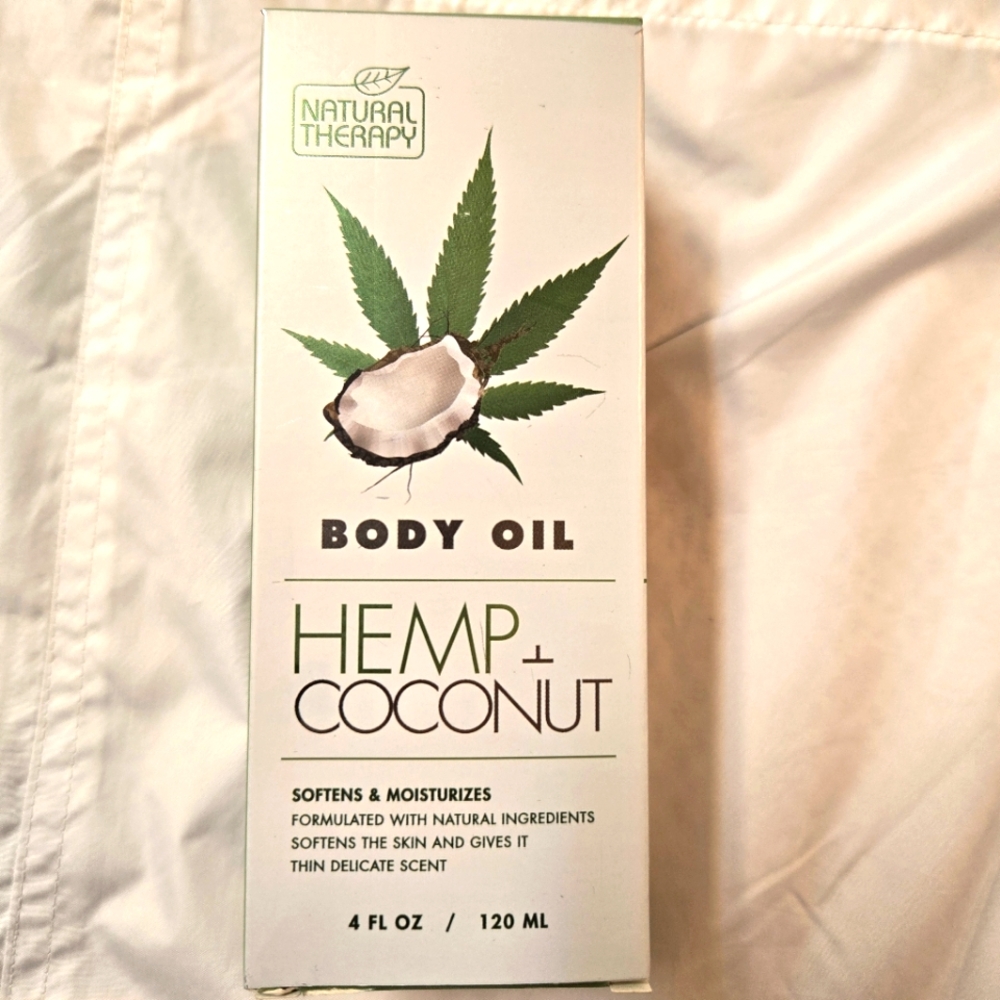 Natural Therapy Body Oil Hemp Coconut Scent Moisturizer 4 FL OZ New in box